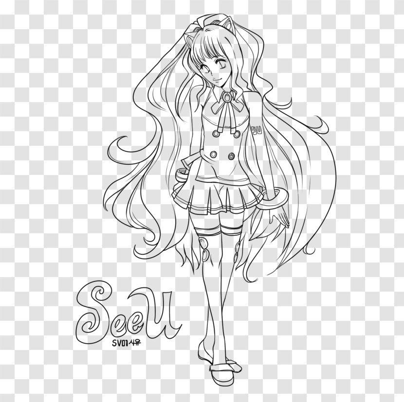 SeeU Coloring Book Megpoid Kagamine Rin/Len Vocaloid - Silhouette - Hatsune Miku Transparent PNG