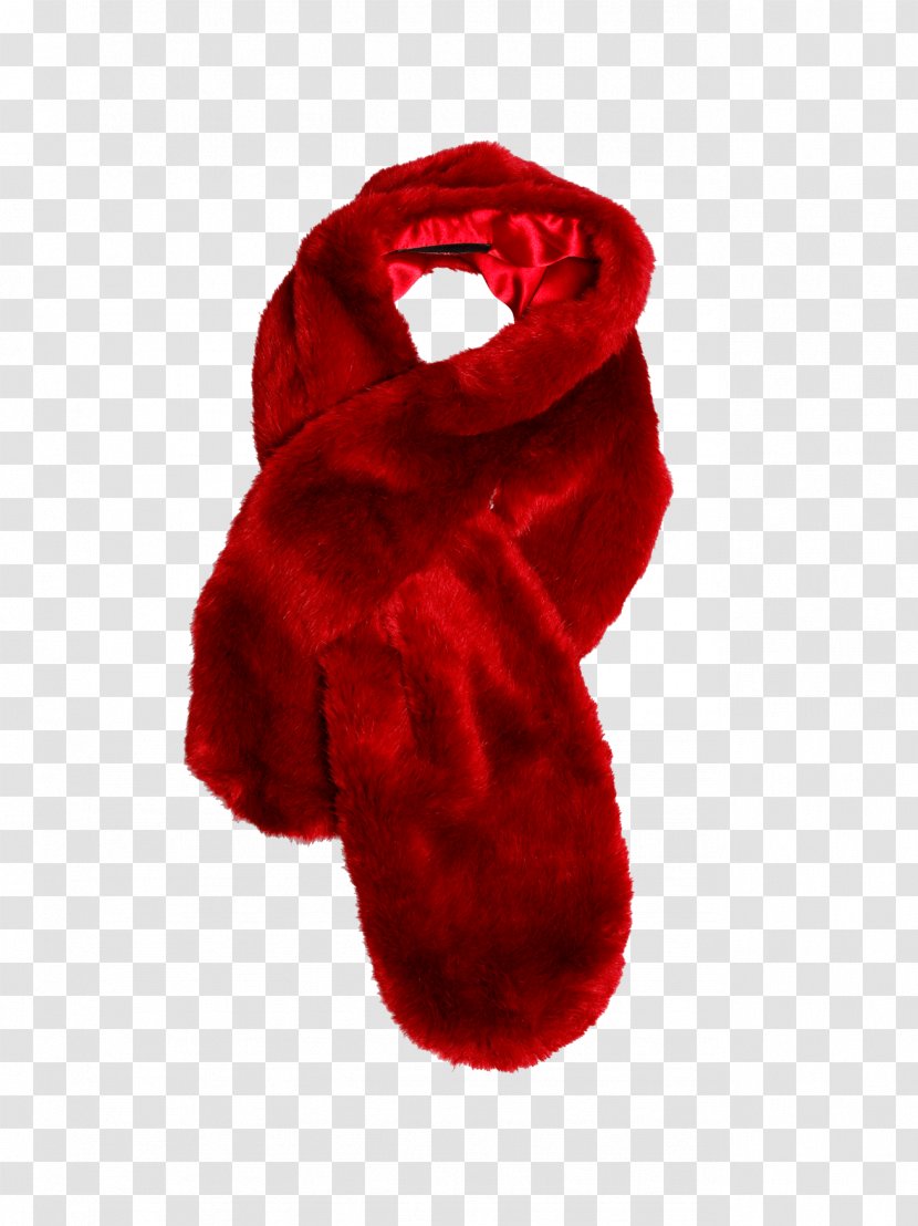 Red Scarf Fur Clothing Shawl Headscarf Transparent PNG