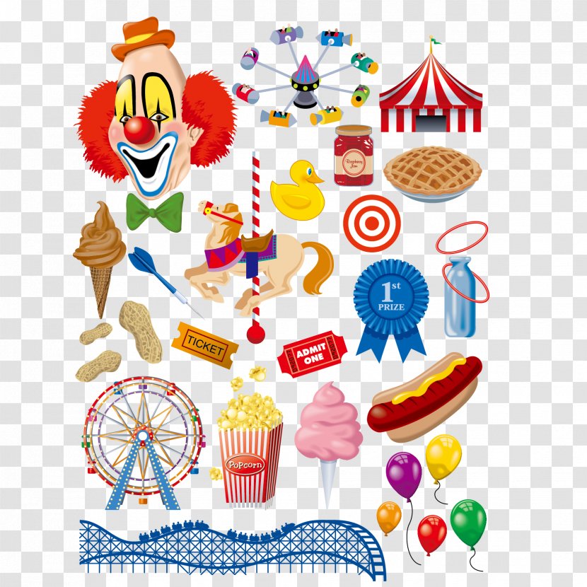 Traveling Carnival Circus Clown - Cartoon Vector Material Will Transparent PNG