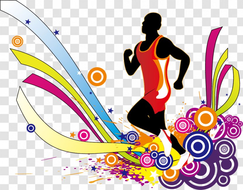 Clip Art - Silhouette - Colorful Running Transparent PNG
