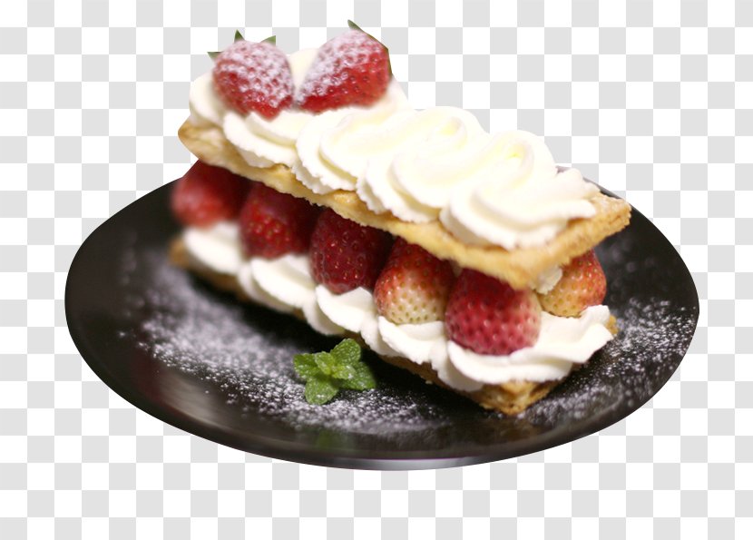 Mille-feuille Cream Puff Pastry Shortcake Strawberry - Dish - Napoleon Cake Transparent PNG