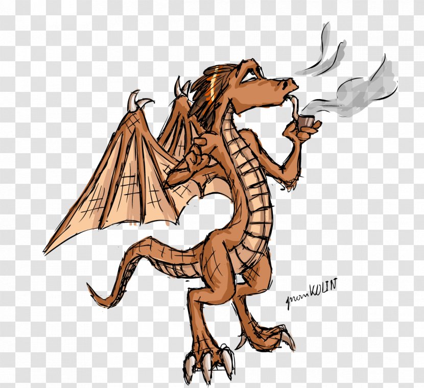 Cannabis Smoking Dragon - Watercolor Transparent PNG