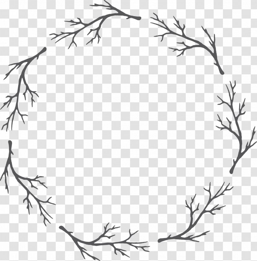 Black And White Garland Watercolor Painting - Monochrome - Hand-painted Garlands Transparent PNG