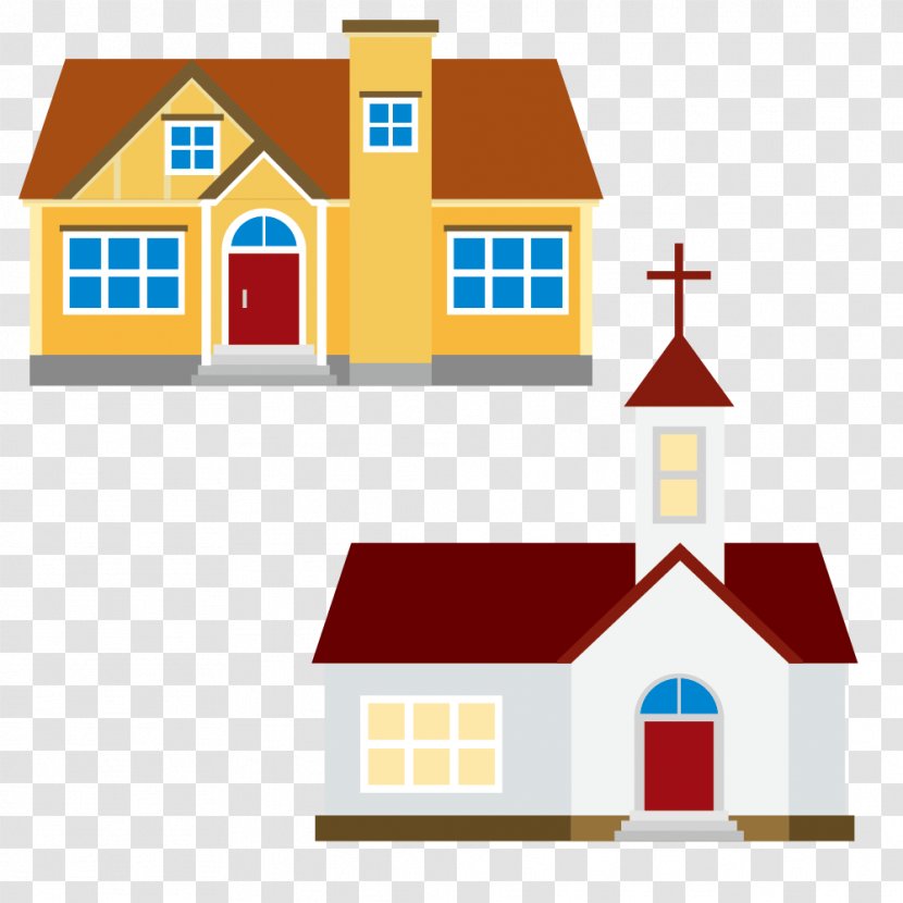 Drawing House Illustration - Yellow And Church Transparent PNG