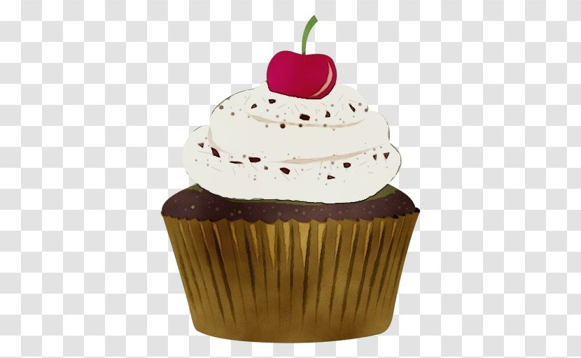 Cake Cupcake Baking Cup Food Dessert - Cherry - Buttercream Transparent PNG