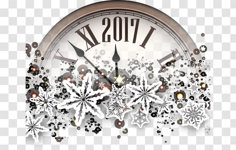 Clock Christmas Gift - Watch Snowflakes Vector 2017 Transparent PNG
