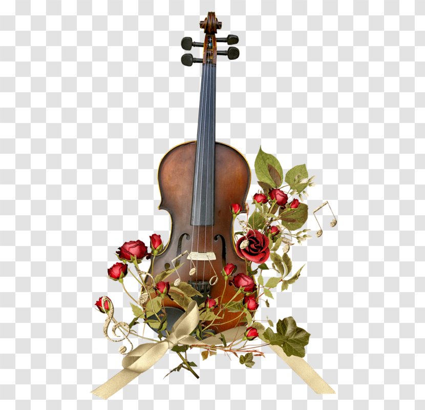 Violin Bow Musical Instrument Cello String - Cartoon - And Flowers Transparent PNG