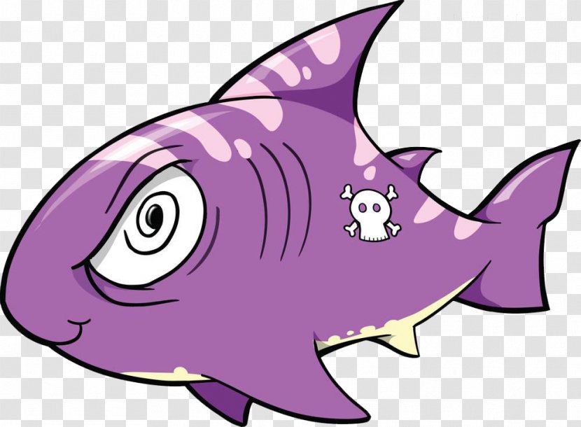 Shark Cartoon Royalty-free Clip Art - Royaltyfree - Painted Purple Transparent PNG