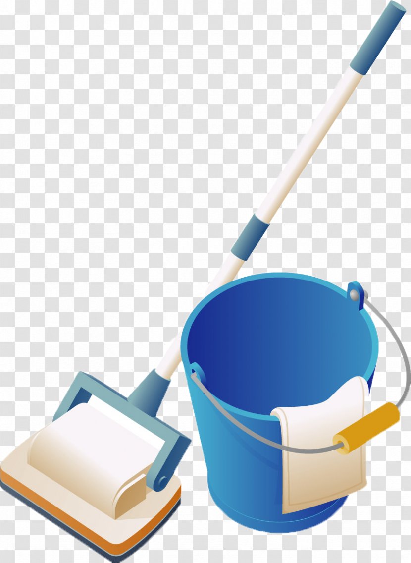 Euclidean Vector Mop Bucket Cart Cleanliness - Blue Transparent PNG