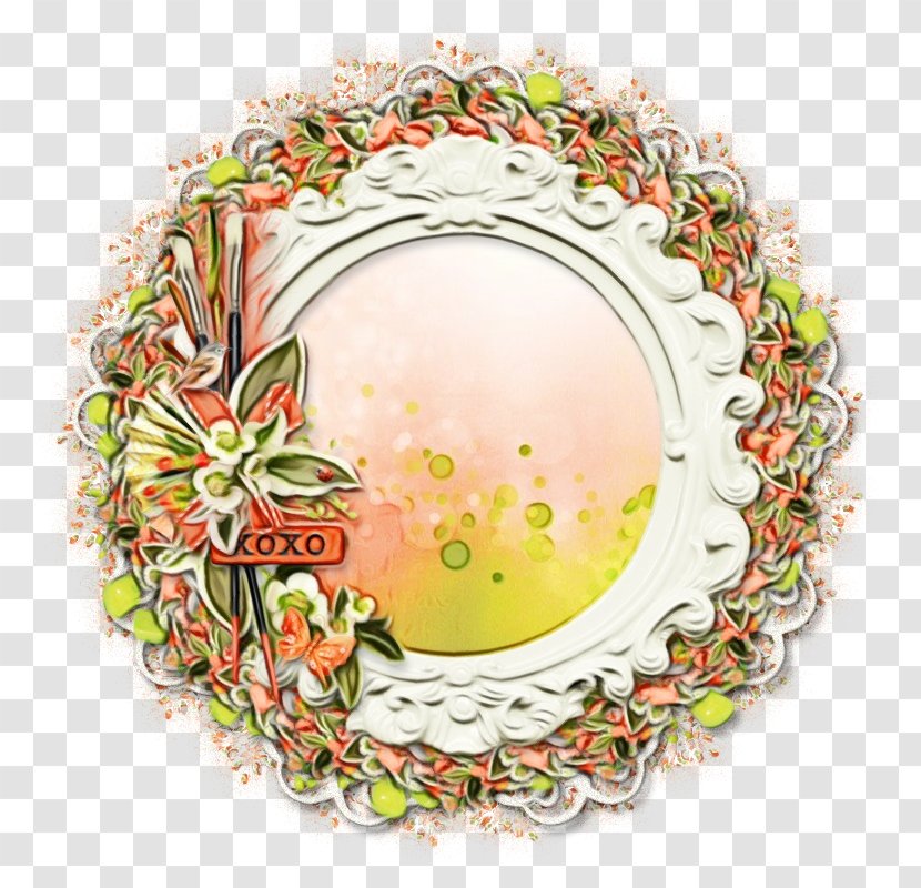 Watercolor Background Frame - Flower - Dinnerware Set Dishware Transparent PNG