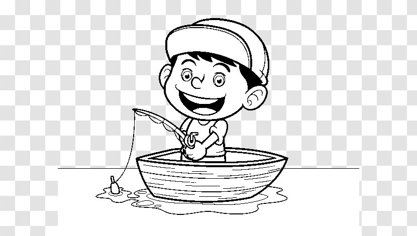 Coloring Book Drawing Fishing Painting Child - Boy With Umbrella - Fisher Man Transparent PNG