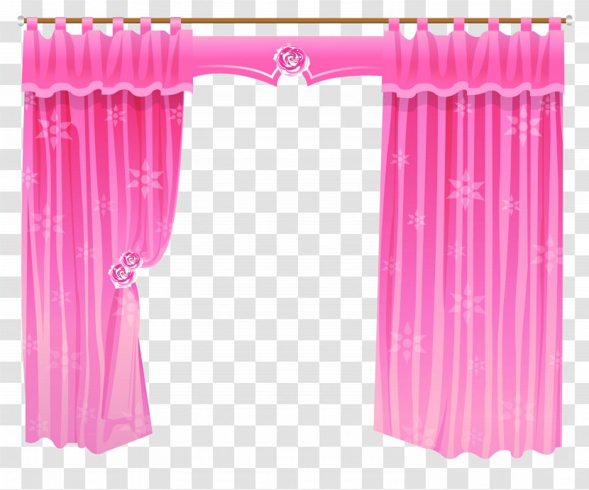 Window Blind Curtain Door Clip Art - Interior Design Services - Pink Curtains Transparent Clipart Transparent PNG