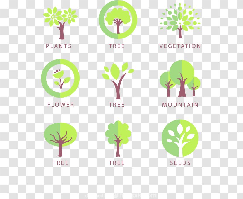 Tree Icon Design Logo - Leaf - 9 Trees Vector Material Transparent PNG