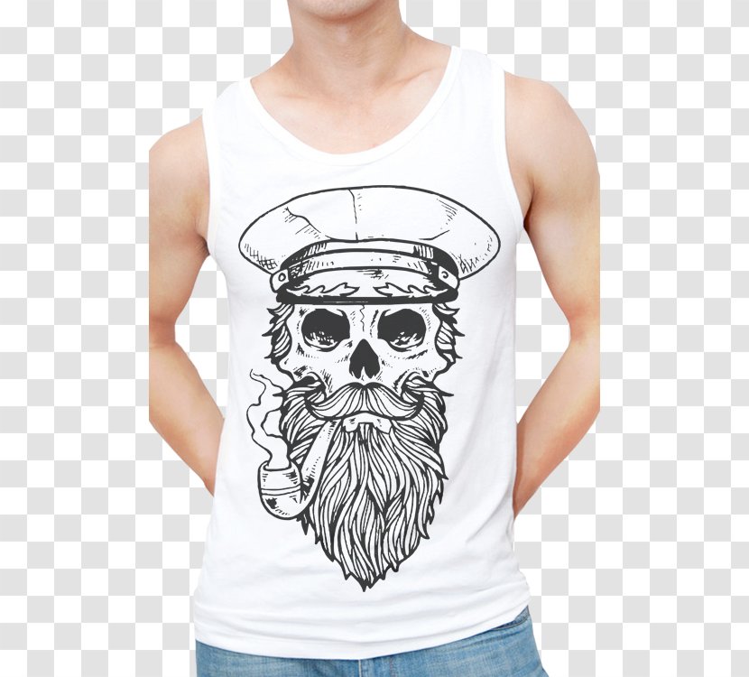 T-shirt Sleeveless Shirt Top Clothing - Sleeve - Bearded Skull Transparent PNG