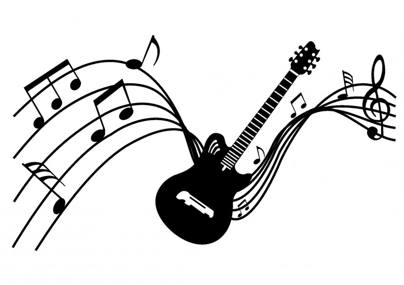 White Black-and-white Music Font Cartoon - String Instrument Transparent PNG