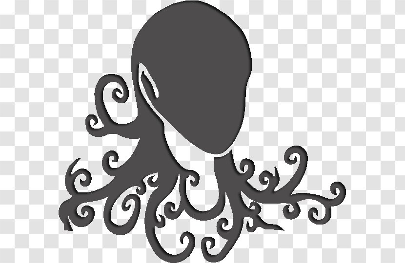 Octopus White Line Black M Clip Art Transparent PNG