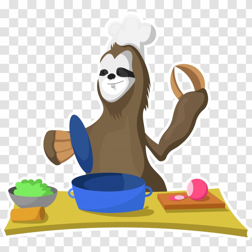 Sloth Cooking Chef Pasta Mexican Cuisine - Cartoon Transparent PNG