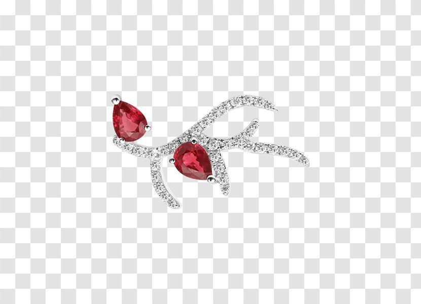 Ruby Earring Jewellery Gemstone Emerald - Brooch Transparent PNG