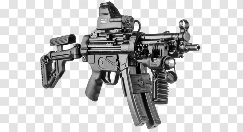 Heckler & Koch MP5 9×19mm Parabellum Submachine Gun Magazine - Watercolor - Weaver Rail Mount Transparent PNG