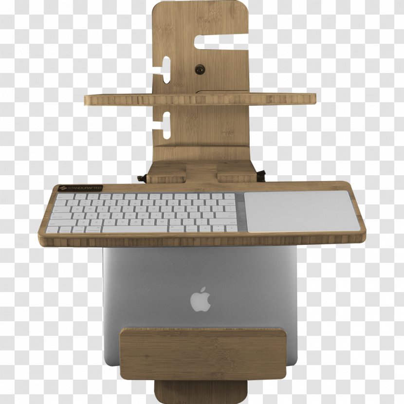 Standing Desk Multi-monitor - Bamboo Material Transparent PNG