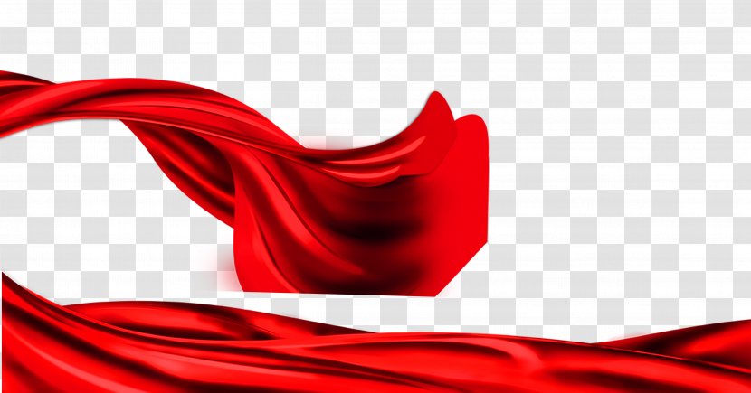 Red Silk Ribbon - Close Up - Satin Material Transparent PNG