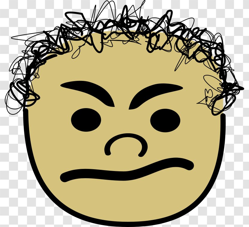 Face Smiley Clip Art - Smile - Curly Hair Angry Boy Head Transparent PNG