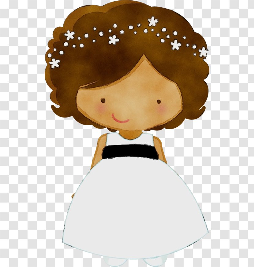 Watercolor Wedding Invitation - Girl - Brown Hair Cartoon Transparent PNG