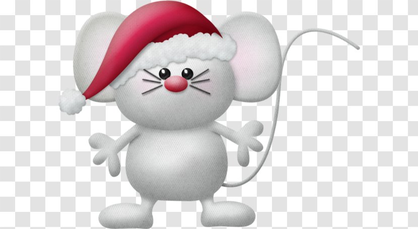 Computer Mouse Santa Claus Christmas Clip Art - Fictional Character - Wearing A Hat Of The Transparent PNG