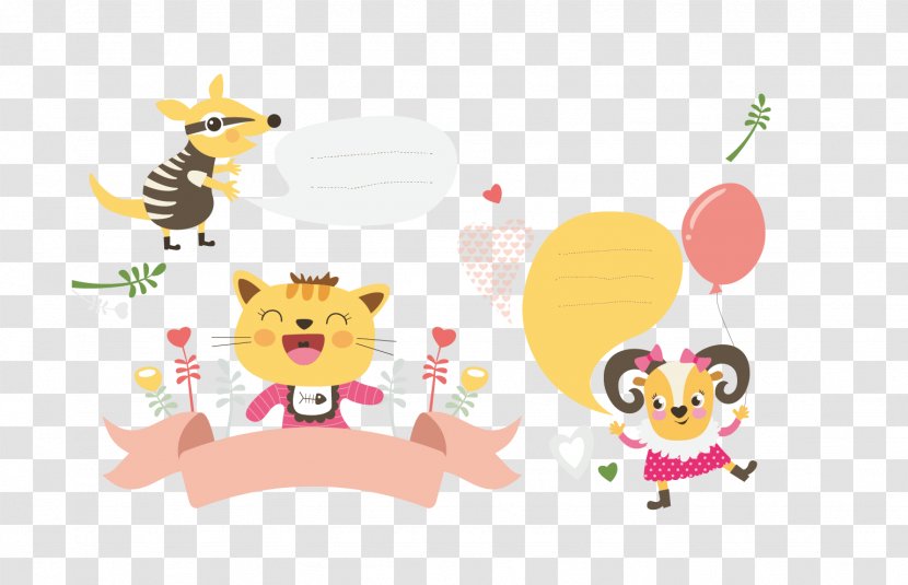 Speech Balloon Cartoon Animal Illustration - Vector Kitten Lamb Transparent PNG