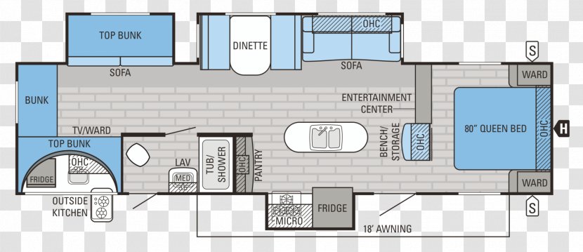 Campervans Caravan Floor Plan Fifth Wheel Coupling - House - Bunk Beds Transparent PNG