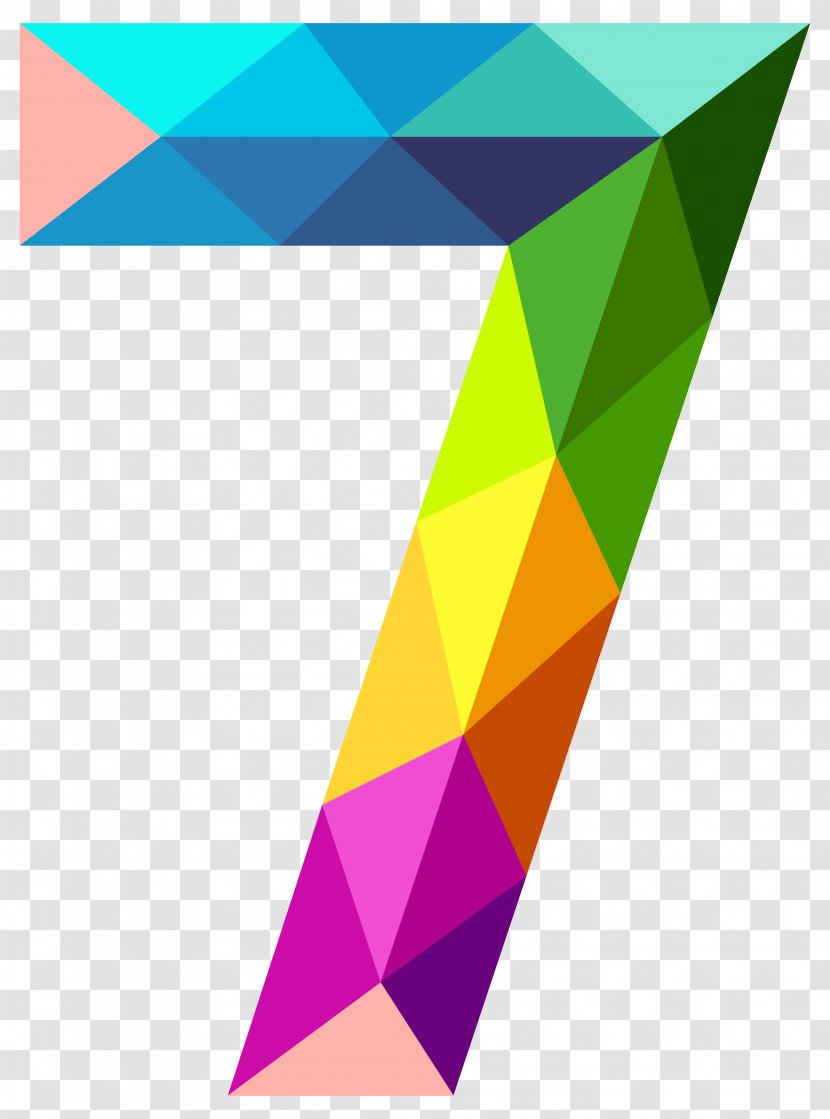 Icon Clip Art - Seven - Colourful Triangles Number Clipart Image Transparent PNG