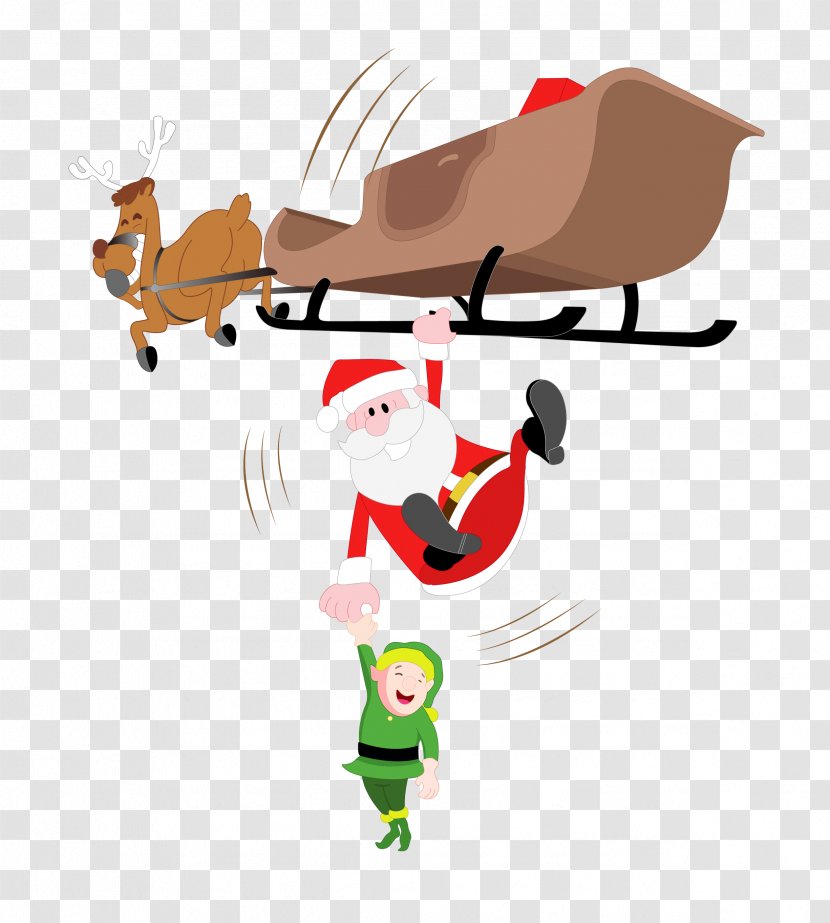 Santa Claus Reindeer Drawing Computer File - Car Pulled Gifts Transparent PNG