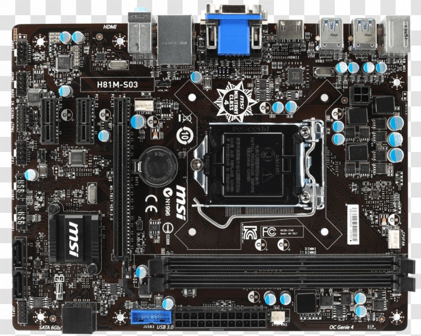 Intel LGA 1150 MSI H81M-E34 Micro-Star International - Electronics Transparent PNG