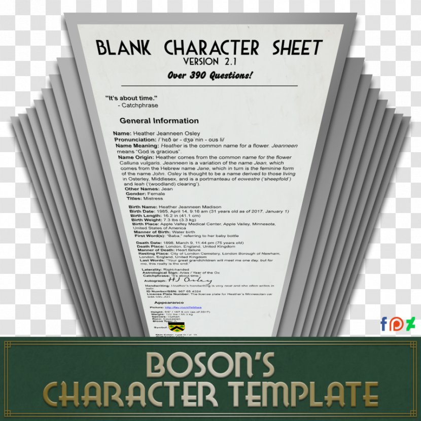 Character Sheet Player Information Question - Heart - Journal Writing Format Typed Transparent PNG