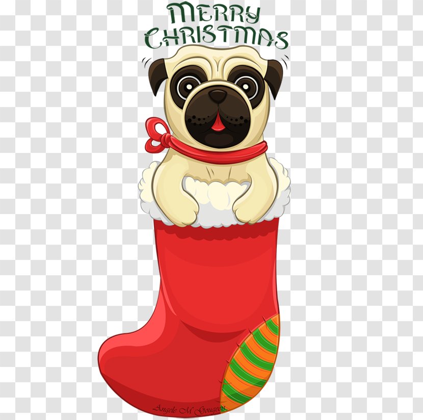 Pug Puppy Clip Art Santa Claus Christmas Day - Stockings Transparent PNG