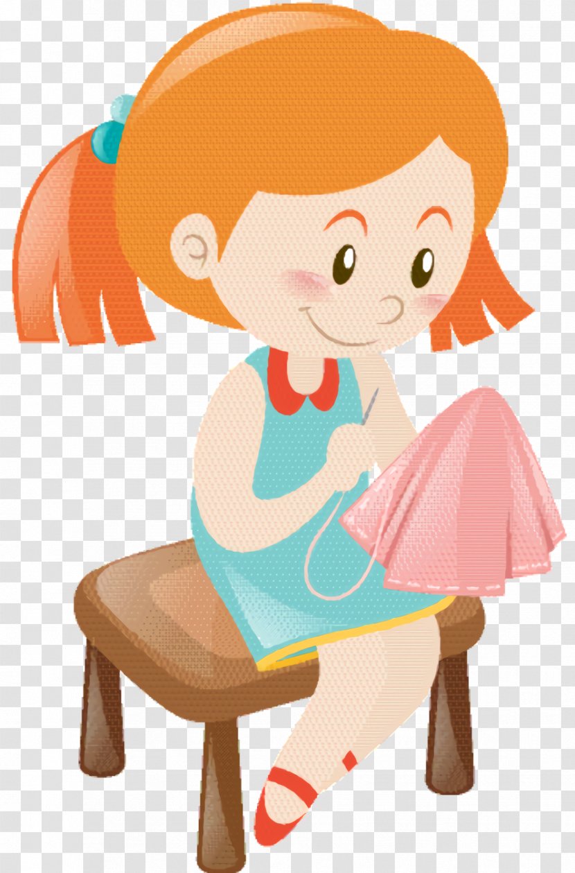 Girl Cartoon - Sitting - Furniture Table Transparent PNG