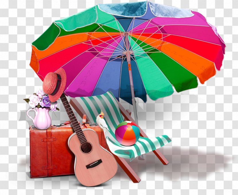 Graphic Design Beach Chair Download - Sun Umbrella Violin Great Sea Transparent PNG