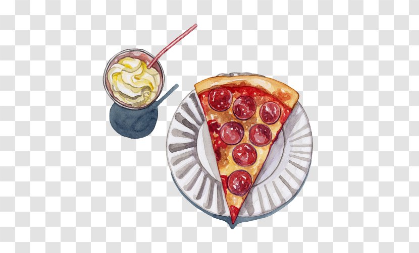 Pizza Drawing Watercolor Painting - Tableware Transparent PNG
