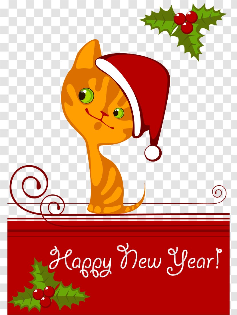 Cat Vector Graphics Royalty-free Christmas Day Image - Drawing - Printable Card Transparent PNG