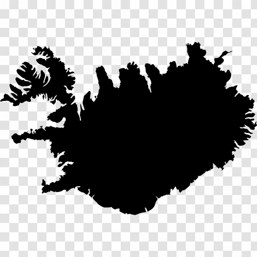 Iceland Vector Map - Monochrome Transparent PNG
