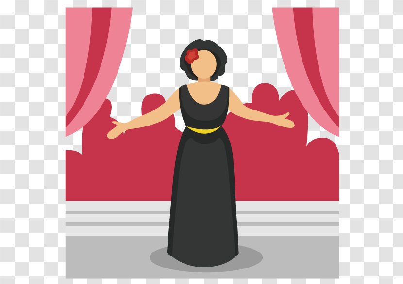 Concert Stage Clip Art - Heart - Vector Singing Lady Transparent PNG