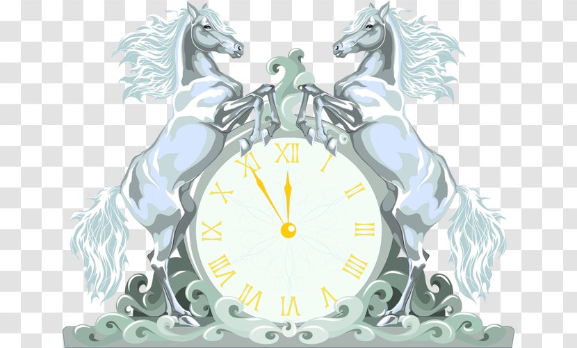 Clock Cartoon Illustration - Animal - Hand-painted Vector Horse Transparent PNG