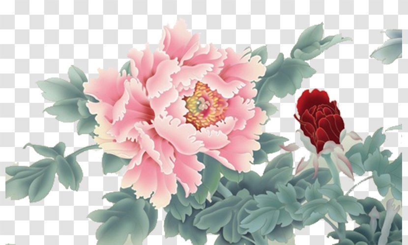 Mural Wall Painting Moutan Peony - Plant - Pink Transparent PNG