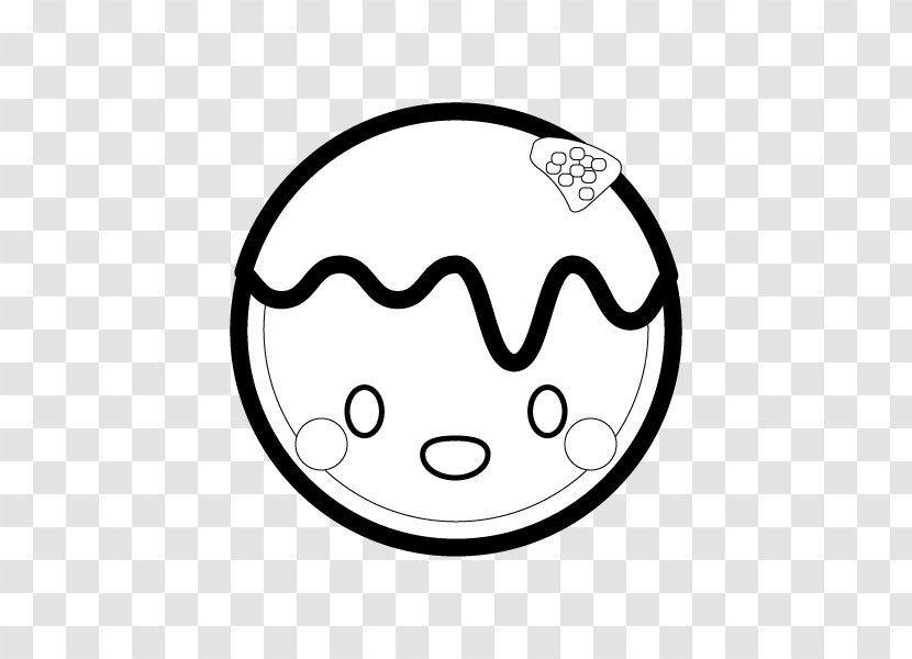Takoyaki Black And White Coloring Book Character Line Art - Smile Transparent PNG