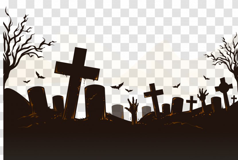 Cemetery Icon - Text - Halloween Horror Bats Decorate Graves Transparent PNG