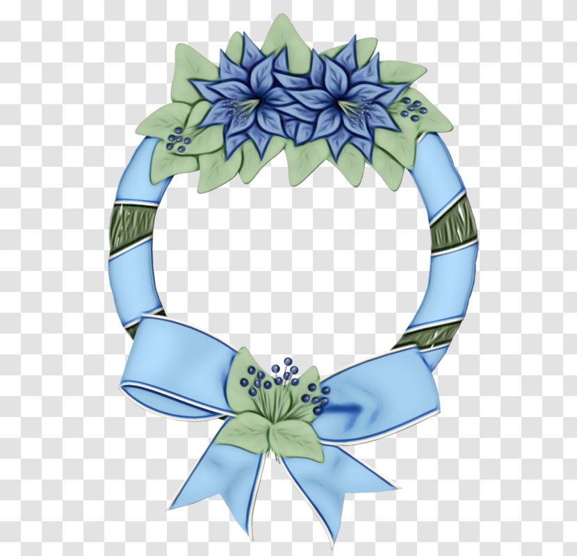 Blue Petal Flower Plant Wreath - Ribbon - Morning Glory Hydrangea Transparent PNG