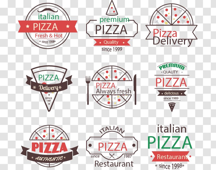 9 Vintage Pizza Logo Vector Material Brand Label Transparent Png