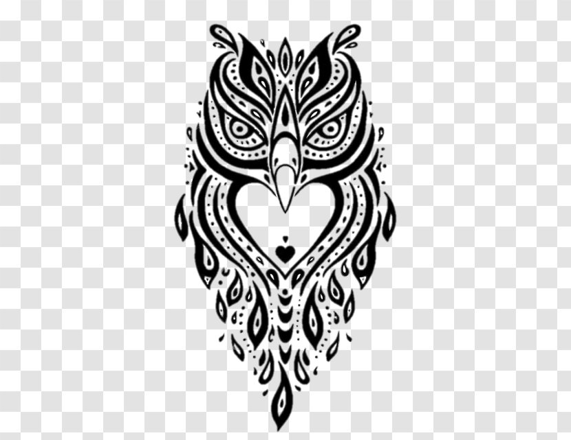 Black-and-white Visual Arts Bird Line Art Owl - Of Prey - Drawing Transparent PNG