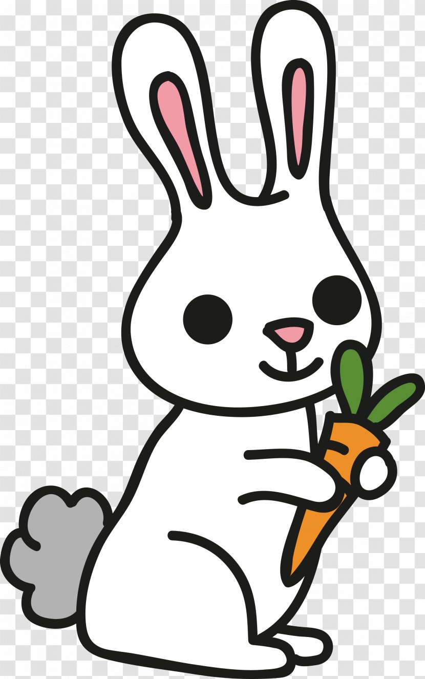 Domestic Rabbit Carrot European Clip Art - Black And White - A Little With Carrots Transparent PNG
