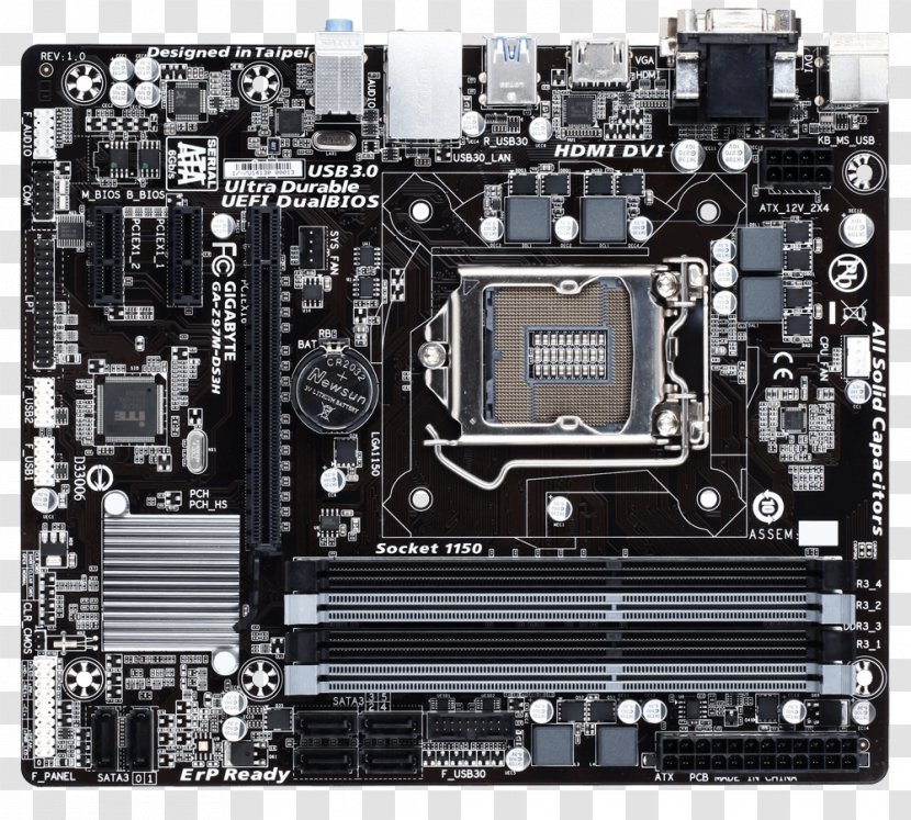 Intel Motherboard LGA 1150 Gigabyte Technology GIGABYTE GA-H81M-D2V - Personal Computer Hardware Transparent PNG